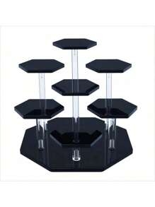 亚克力展示架，六角形娃娃展示管架，收藏品，化妆品，香水收纳架，食品和甜点展示架，家居装饰，圣诞礼品架 - 黑色 - 查看 1