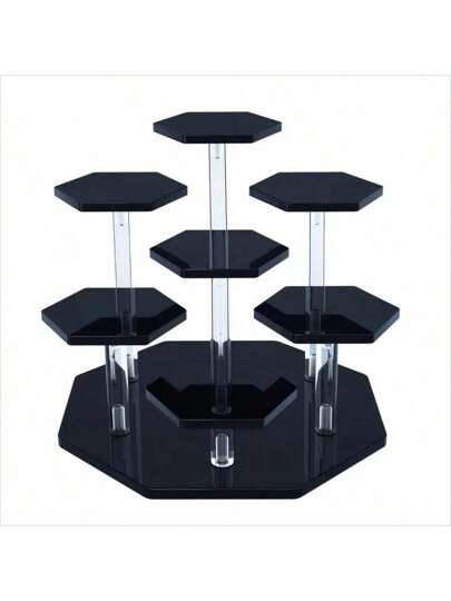 Acrylic Display Stand, Hexagonal Doll Display Tube Stand, Collectible, Cosmetic, Perfume Storage Rack, Food & Dessert Display Shelf, Home Decor, Christmas Gift Rack