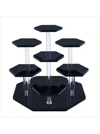 Acryl displaystandaard, zeshoekige poppendisplaybuisstandaard, verzamelobject, cosmetica, parfumopslagrek, displayplank voor eten en desserts, woondecoratie, kerstcadeaurek