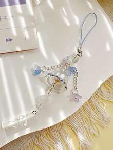 1pc Spring Fresh And Simple Jellyfish Chime, Glass Lily Of The Valley Flower Pendant Phone Strap, Car Charm, Bag Decor - Multicolor - View 6