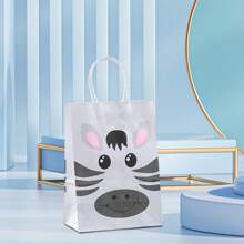 2/12/24pcs/Set Kraft Paper Animal Gift Bags, Elephant, Lion, Monkey, Tiger, Zebra, Giraffe Designs, Suitable For Wedding, Party, Birthday, Mother's Day, Graduation Packaging Bags, Party Favor Bags