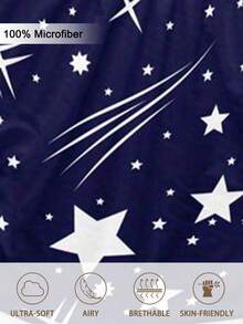 Juego de sábana ajustada con estampado de estrellas fugaces (1 sábana ajustada + 2 fundas de almohada), protector de colchón, funda de colchón para cama, juego de sábanas, suave y transpirable, para camas de todo tamaño - individual, doble, king, queen con bolsillo profundo de hasta 30 cm. Textil para el hogar. - Azul Marino - Ver 6