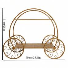 Giant Carriage Cake Stand, Large Size 35 Inch Wheel To Wheel, 27.5 Inch Tall, Beautiful Pumpkin Centerpiece, Wedding Decorations For Kitchen Accessories,Graduation Season, Valentine's Day, Spring And Summer - 金色 - 查看 3