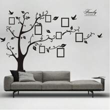4 pièces/set Autocollants muraux de photo d'arbre noir, décoration pour la chambre à coucher, le salon