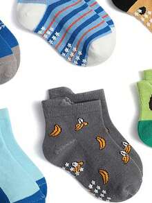 6 Pairs Cotton Star Dot Cartoon Kids Socks, Anti-Slip Breathable Baby Boys Girls Non-Slip Socks - Multicolor - View 4
