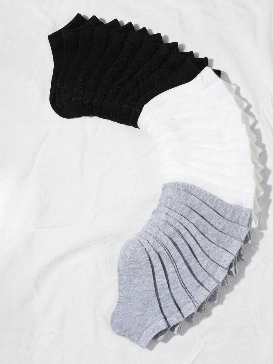 10/20/30 Pairs Kids Spring/Summer Solid Color Breathable Comfortable Sport Ankle Socks