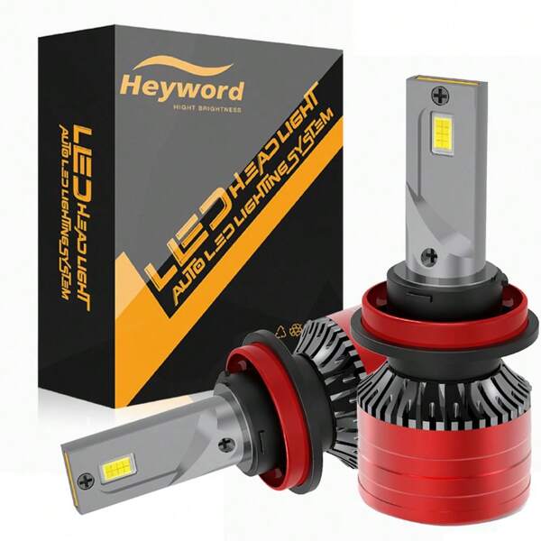 Heyword 2pcs/Set Roadsun Upgraded LED Headlight Bulbs, Fit For H1 H7 H11 9005 9006 9004 9007 H4 H13 880, 60,000LM, 6000K Bright White, High Power CSP Chips, 1:1 Precision Beam Pattern, 700% Brighter, Easy Install
