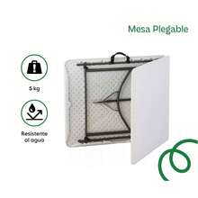 Mesa Plegable Portátil Swiss Navy 180*70*74 cm | Resistente, Amplia y Fácil de Transportar - Blanco - Ver 5