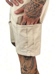Men's Bermuda Shorts With Cargo Pockets - 米色 - 查看 4