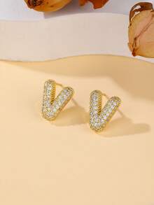 1 对泡泡首字母耳钉精致泡泡方晶锆石 26 个字母 A-Z 个性化名字耳钉情人节珠宝生日礼物适合女士和女孩 - 大號字母耳環 - 查看 21