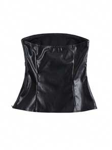 OUTTA BOX Summer Fashion Bandeau Crop Top With Waist Belt, Suitable For Summer Seasons - Black - View 5