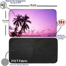 Gven Sunshade For Car Windshield With Tropical Palm Tree Design- UV Protection&Amp; Heat Blocking Sunshade For Cars Sedan SUV Truck| Keep Car Cool In Summer Beach Vacation Style (Sunset, S) - Sunset - View 2