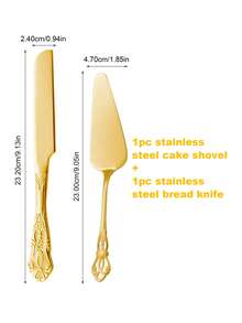 2pcs Vintage Royal Cake Serving Set, Elegant Stainless Steel Cake Knife And Cake Server, Polished Mirror Finish, Suitable For Dishwashing, Chrome Alloy, Tableware, Applicable For Wedding Decor, Halloween Decor, School Supplies, Bachelor Party, Kitchen Utensils, Kitchen Accessories, Party Supplies, Travel Set, Gifts, Birthday Party, Graduation, Cooking Utensil Set - Multicolor - View 6