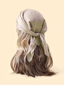 1pc Solid Color Multipurpose Windproof Insulated Neck Gaiter, 70% Silk Blend - Khaki - View 1