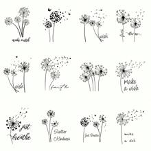 12 Stücke Pusteblumen Muster Thema UV DTF Transferaufkleber - DIY kreative Aufkleber zum Abdecken von Kratzern, für Laptops, Handyhüllen, Aufbewahrungsboxen & mehr (nur Transferpapier, keine Tassen), DIY Becher Aufkleber