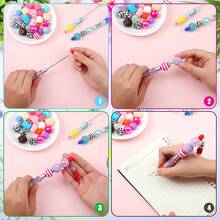 Local Delivery- For Thanksgiving Christmas Gifts DIY Making Kit 24pcs Multicolor Beadable Pens 4 In 1 Colored Beads Pen Retractable Ballpoint Pens - 24 件 - 查看 4