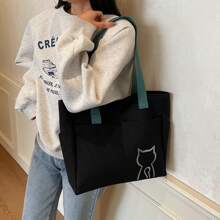 1pc,Simple Solid Color Canvas Tote Bag For Women, Large Capacity Crossbody Bag, Portable Travel Shoulder Bag, Casual Satchel Bag For Outdoor Travel Or Commuting Work, Vintage Multi-Pocket Handbag All-Match Square Bags For School, Large School Tote Bag, Multiple Compartments, Perfect For Beach, School, Work & Daily Use