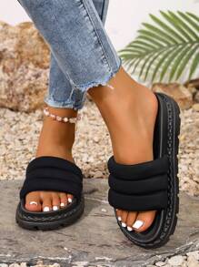 Summer Women Slippers, New Fashion Thick Sole Increased Height Elegant Princess High Heel Sandals, Suitable For Wedding Party, Beach, Slippers, Indoor Outdoor Wear, Personalized Net Celebrity Beach Slippers, Comfortable Sandals For Holiday Home