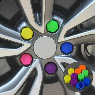 20 piezas Tapas universales de 17mm para tornillos de neumáticos de coche, cubiertas decorativas de plástico para ruedas, tapas protectoras de tuercas, colores: rojo, azul