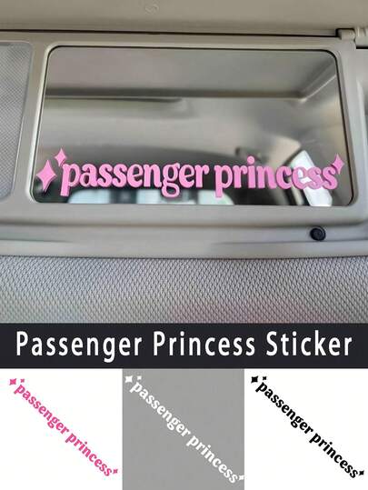 1pc "Passenger Princess" Text Decor Sticker, Funny Car Interior Decoration Sticker