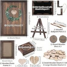 2025Hot SaleAodaer Wedding Guest Book Drop Top Frame Heart Drop Wood Guest Book With Stand 122 Wooden Hearts Pens Box Blackboard Rustic Wedding Decorations Reception Shower, Brown