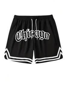 Drip Chicago Men's Street Basketball Style Bermuda Shorts - 黑色 - 查看 6