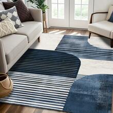 1pc Luxury French Colorblock Abstract Geometric Pattern Carpet, 1100g Fine Yarn Wool + TPR Washable Fabric Bottom, Nordic Minimalist Textured Rectangular Fluffy Soft Machine Washable Area Rug, Suitable For Outdoor, Entryway, Living Room, Bedroom, Laundry Room, Bathroom, Game Room, All Season Large Size Home Mat, Home Decor
