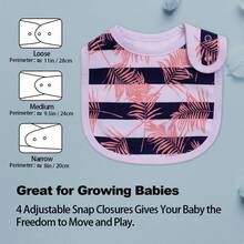 6 piezas de baberos impermeables y ajustables con estampado de animales de dibujos animados lindos, adecuados para primavera, verano, otoño e invierno, para niños y niñas - Multicolor - Ver 7