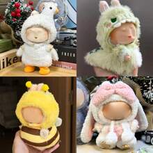 This Is A 17cmlababa Hanger, Two Pieces Garment With Droplet-Eared Rabbit Clothes, For Labubu A Headgear And A Strappy Vest, Little Animals , Cute And Adorable