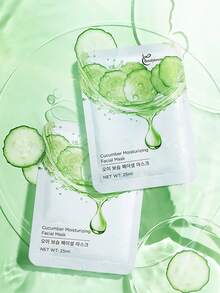 5/15pcs Cucumber Hydrating & Nourishing Face Mask, Brightens Skin, Deep Moisturizing, Refines Pores, Fades Fine Lines, Soothing & Softening, With Natural Cucumber Extract, 25ml/Sheet, Suitable For All Skin Types
