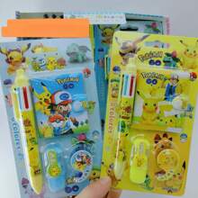 pokemon 2 Stück Pokémon Pikachu Schreibwaren Set - Taschenmonster Notizbuch und Zubehör Kit für Kinder, perfektes Vorschulgeschenk für Kinder, die Pokémon lieben, für Schulbedarf, Schulanfang