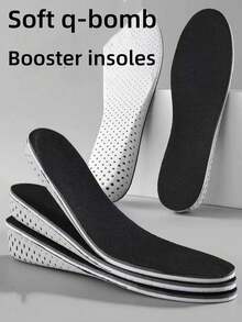 1 双可修剪增高鞋垫，隐形鞋垫，舒适，保暖，全鞋垫，减震，除臭，透气，柔软，厚实的运动鞋全鞋垫 - 黑色 - 查看 1