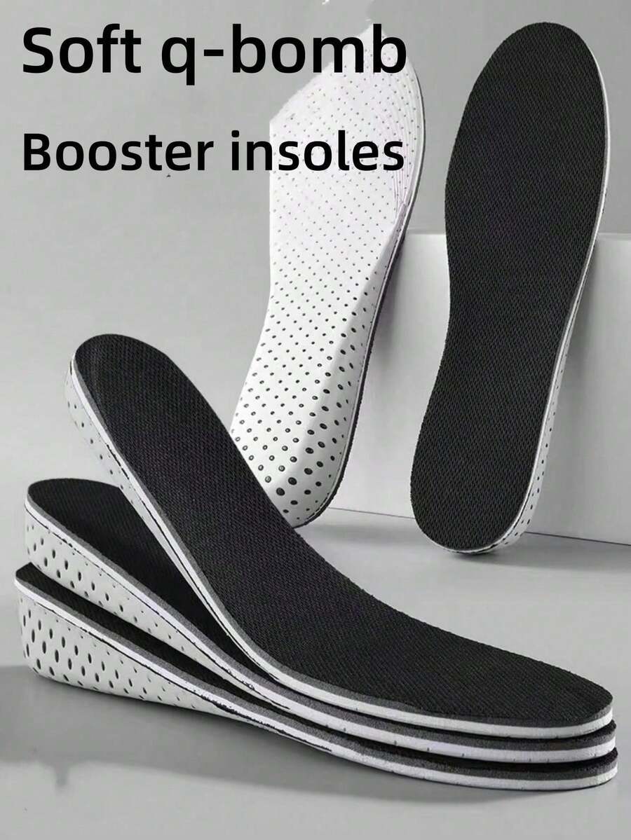 1 双可修剪增高鞋垫，隐形鞋垫，舒适，保暖，全鞋垫，减震，除臭，透气，柔软，厚实的运动鞋全鞋垫 - 黑色 - 查看 1