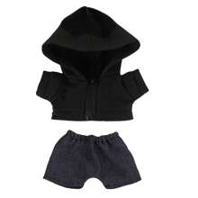 1 pièce T-shirt de poupée en couleur unie, short en jean bleu/rayé, Sweat-shirt à capuche, nouvelle tenue de poupée à la mode et minimaliste, en tissu polyester doux, convient aux filles de 3 ans et plus, étudiants, accessoires de poupée jouet pour enfants, fête, cadeau d'anniversaire
