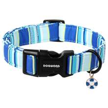 DOGWONG Colorful Checkered Dog Collar - Adjustable Plaid Pet Collar For Small, Medium & Large Dogs | Cute Boy/Girl Design, Durable & Stylish - Blue Checkered - ô vuông màu xanh - Xem 9