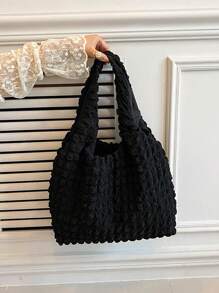 1pc Personalized Cloud Pleated Women Shoulder Bag, Fashion Versatile Handbag For Work Commute Underarm Bag, Lightweight Portable Storage Bag, Embroidered Name Bridesmaid Gift, Multifunctional Tote Bag, Suitable For Daily Use, Can Be Given As Gifts To Family, Friends, Mothers, For Mothers Day, Valentine's Day, Nurses Day, Teachers Day, Christmas, Personalized Birthday Gift