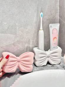 1 件北欧风格手工树脂蝴蝶结牙刷架，高端浴室收纳和家居装饰，节日、生日、派对返校的绝佳礼物 - 彩色 - 查看 5