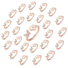 TUANZISP 1pc Elegant Copper Butterfly Heart Letter Ring, Adjustable Personalized Initial A-Z Rings, Fashionable & Casual Jewelry Gift For Women