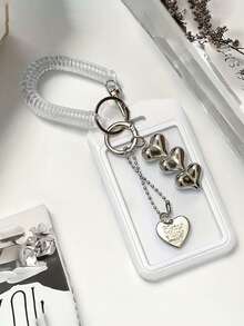 1个可扩展心形卡包钥匙扣，配有黑白心形吊坠，经久耐用，时尚设计，适合女性。可爱实用的塑料钥匙扣，校园必备，时尚钥匙扣配有金属心形吊坠，可收纳身份证、信用卡、交通卡和钥匙。 - 彩色 - 查看 12