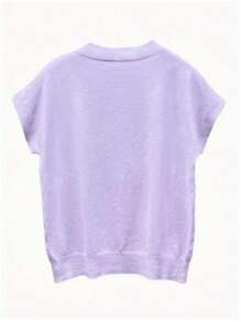 Top lavorato a maglia lasco di lusso senza maniche, maglietta casual a maniche corte da donna, canotta semplice