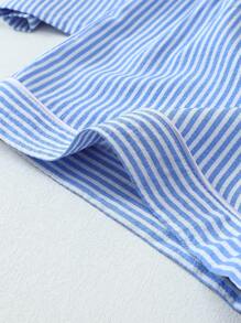 2pcs Striped Print Short Sleeve & Shorts Women Pajama Set