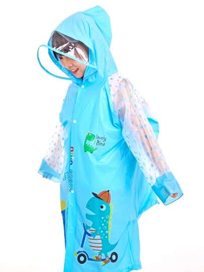 1 Children's Raincoat, Dinosaur Schoolbag, Boys' And Girls' Raincoats, Specially Designed For Kindergarten And School - Thickened Rainproof Cartoon Cute Raincoat, Suitable For Children Aged 3 To 10 To Go To School, Hiking, Camping And Outdoor Use