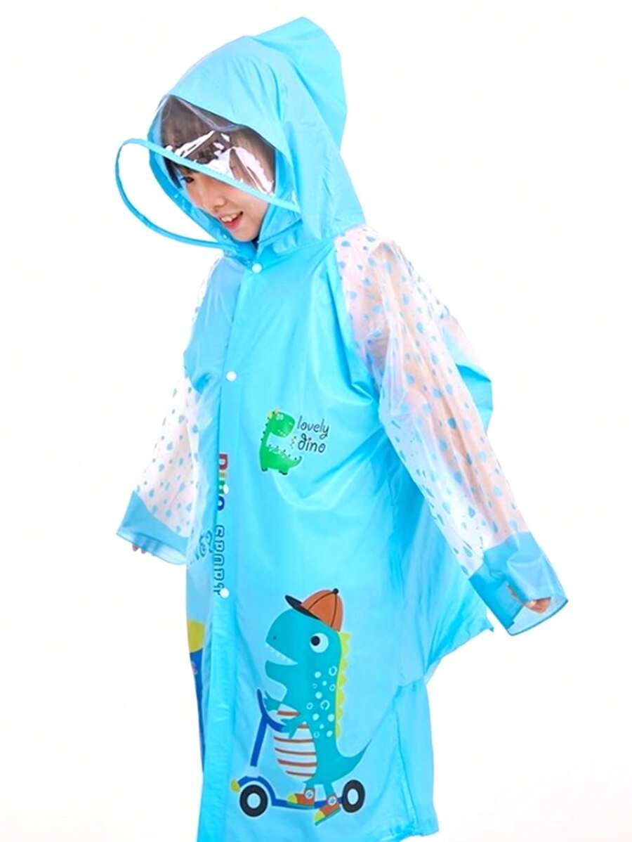 1 Capa de Chuva Infantil, Mochila Escolar com Dinossauro, Capas de Chuva para Meninos e Meninas, Especialmente Projetada para Jardim de Infância e Escola - Capa de Chuva Cartoon Fofa e à Prova d'Água, Espessada, Adequada para Crianças de 3 a 10 Anos Irem para a Escola, Caminhada, Acampamento e Uso ao Ar Livre