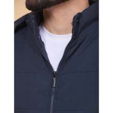 Bobojaco Windbreaker Waterproof Jacket Imported Thick Lined With Removable Cap And Pockets Winter 2025 Simple Zipper Pocket - Màu xanh hải quân - Xem 1