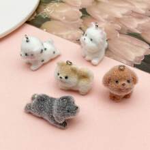 2/5 件植绒树脂动物（狗等）套装，用于制作珠宝 DIY 项链/手链/耳环配件。 - 均碼 - 查看 6