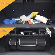 Sac de rangement pour le coffre de voiture, avec 4 poches, organisateur multifonctionnel pour le coffre, sac de rangement pour la banquette arrière avec 3 sangles réglables