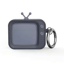 Funda protectora de silicona de unicolor con forma de TV retro clásica para audífonos AirPod
