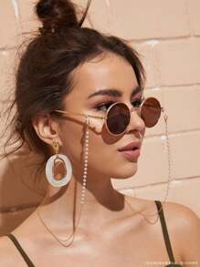 1/2 Stücke modische Kunstperlen Metallbrille-Kette für Frauen, Sonnenbrillenkette für Urlaub für Frauen und Mädchen, Lesebrillenkette, rutschfester Brillenhalter, Silikonbrillenhalter, Maskendekokette, ideale Wahl als Geschenk