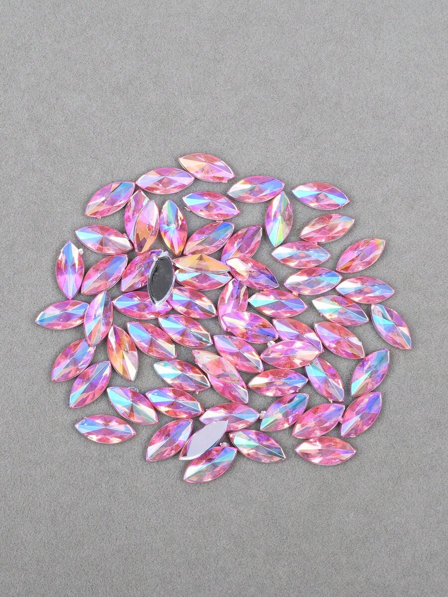100 cái/gói, Đá giả Acrylic hình mắt ngựa 7*15mm, Đá giả đáy phẳng có đế bạc, Đá giả mắt ngựa nhọn không có lá kim, Dùng cho đồ thủ công tự làm, Trang phục khiêu vũ, Túi xách, Giày dép - Nhiều màu - Xem 1