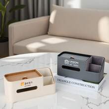 2-In-1 Storage, PU Leather Oval Dual Compartment Tissue Box, Elegant Hidden Storage Box, Napkin Dispenser - Multicolor - View 11